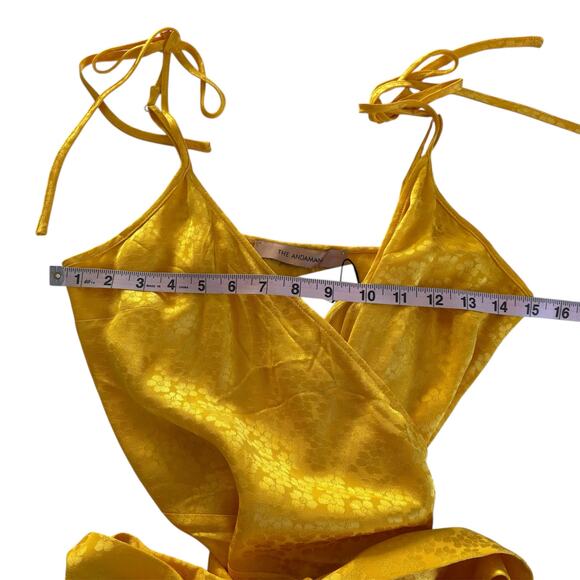 The Andamane Dida Floral Jacquard Mini Wrap Dress in Yellow Women’s Size Medium - Picture 4 of 5